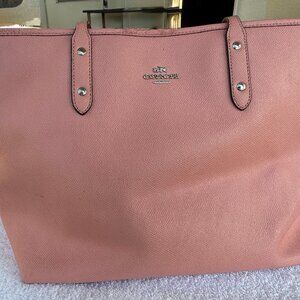 Pink Coach purse with matching wallet and checkbook holder